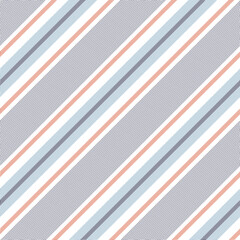 Stripe pattern herringbone vector in blue, orange, white for spring summer dress, skirt, bed sheet, pillow, duvet cover, other modern fashion or home textile print. Seamless textured background.