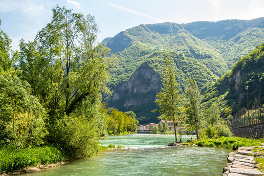 View on the Brenta river from Valstagna, Vicenza - Italy.