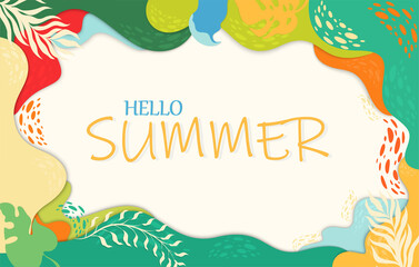 Vector poster with plants on a summer theme with place for text.