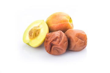 Fresh green plum and preserved green plum