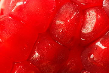 Extreme close up view of pomegranate seeds