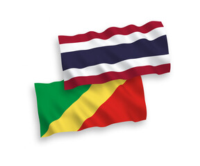 Flags of Republic of the Congo and Thailand on a white background