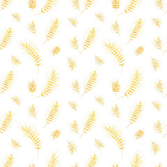 Watercolor pattern with spikelets on a on white background.