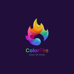 Creative colorful fire logo template