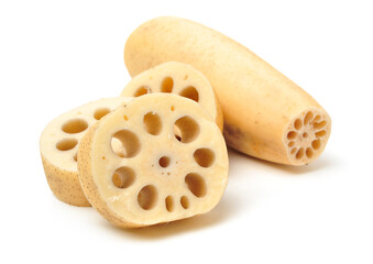 Lotus root on the white background