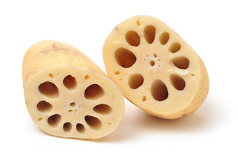 Lotus root on the white background