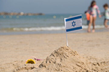 An Israeli Flag on the Beach