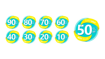 Discount tags template design for sale banner set