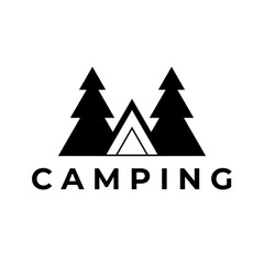 Obraz premium Camping and outdoor adventure logo vintage vector illustration design