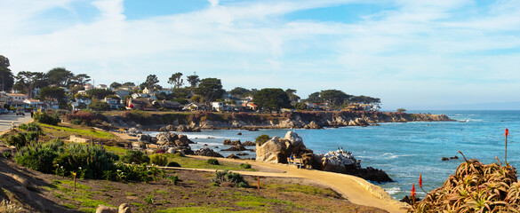 Scenic Monterey coast, beautiful California coastline, Pacific Grove, Monterey, California, USA - obrazy, fototapety, plakaty