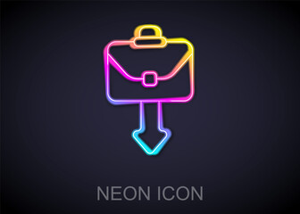 Glowing neon line Briefcase icon isolated on black background. Business case sign. Business portfolio. Vector