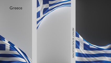 Abstract Greece Flag 3D Render (3D Artwork)