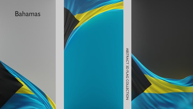 Abstract The Bahamas Flag 3D Render (3D Artwork)