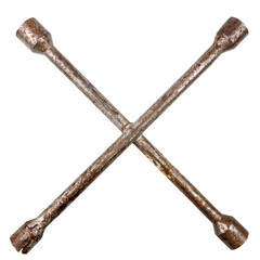 Old rusty broken car wheel wrench