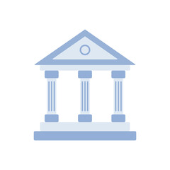 Building with columns. Bank icon. University colorful symbol. Ancient Greek culture sign. Greece architecture. Vector isolated on white