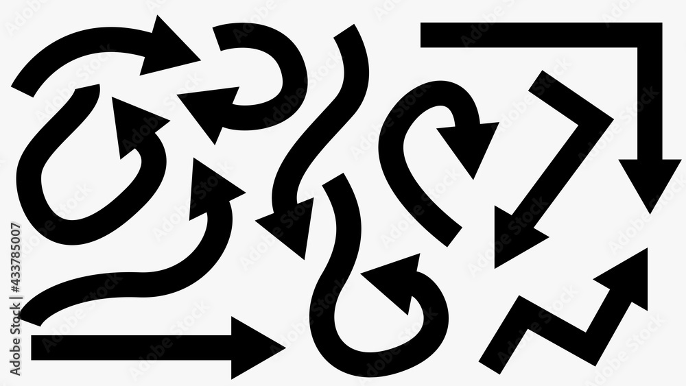 Poster black arrow icon set. bold arrow icons. vector collection of arrow. design element for web and graph