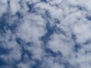 Fototapeta premium Background blue sky with white clouds, bottom-up view