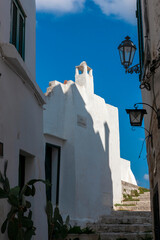 Vico Clemente Brancasi, a charming little lane in Ostuni, the White Town, Puglia, Southern Italy