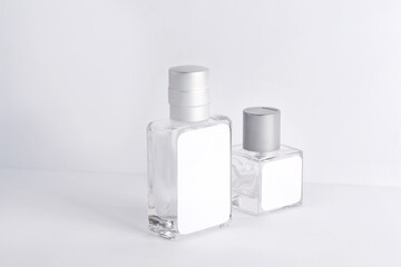 two glass package aroma perfume bottles
