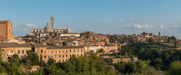 Fototapeta na wymiar Panoramic cityscape of the historical town of Siena central Tuscany, Italy