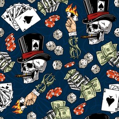 Gambling vintage seamless pattern