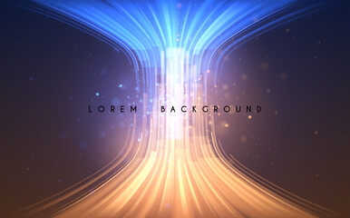 Abstract blue and gold light lines background