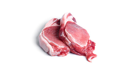 Fresh pork steak isolated on a white background.