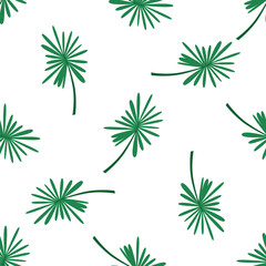 Seamless pattern of green leaves. Vector elements on a white background in a flat style. Illustration is used for fabric, book, poster, postcard, cover, web pages.