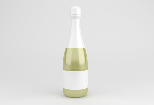 Champange bottle mockup. 3d rendering champange bottle image.3d champange bottle template isolated on soft color background