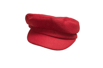 Female red hat with a visor isolated on white background.