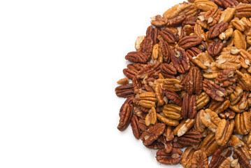 Pecan-nut isolated on white background.