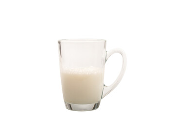 Milk in the cup isolated on white background.