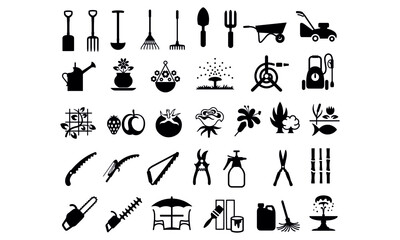 Gardening Tools and Products Icons vector design