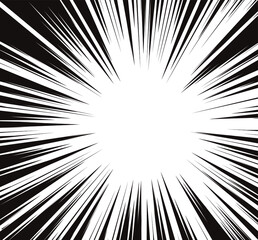 Obraz premium Comic book radial lines background. Manga speed frame. Explosion vector illustration. Star burst or sun rays abstract backdrop