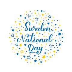 Sweden National Day calligraphy hand lettering. Swedish holiday on June 6. Easy to edit vector template for typography poster. banner, flyer, sticker, greeting card, etc