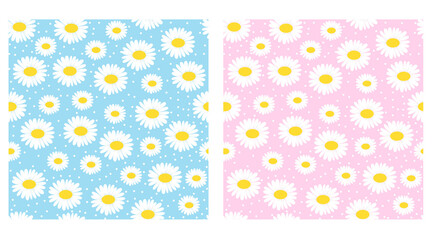 Daisy  seamless pattern vector illustration. Pretty floral pattern for print. 