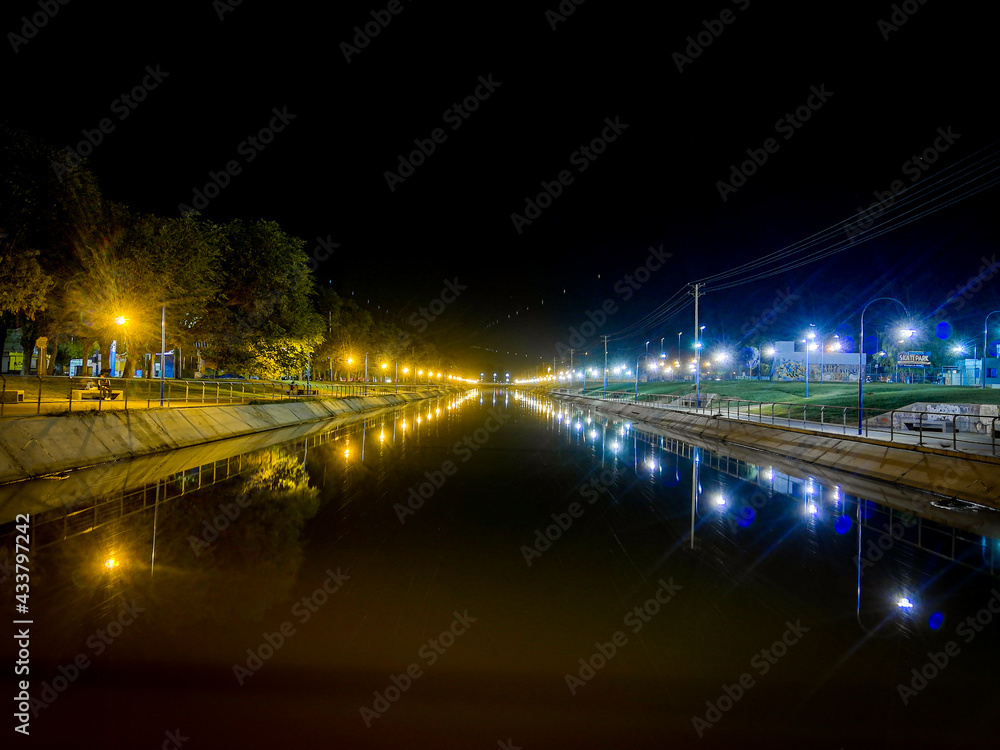 Wall mural bridge at night