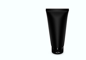 Black matte scrub tube mockup isolated from background: scrub tube package design. Blank hygiene, medical, body or facial care template. 3d illustration
