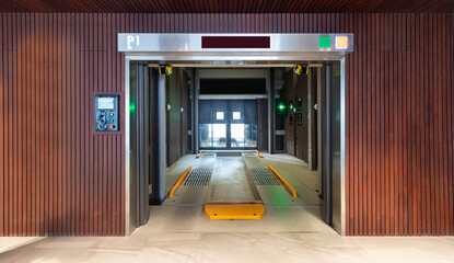 entrance to the High technology automatic smart car parking lift © kowitstockphoto