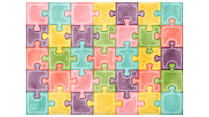 カラフルパズルの手描き水彩風イラスト
