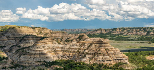 Oxbow Overlook in the Theodore Roosevelt National Park - North Unit on the Little Missouri River - North Dakota Badlands