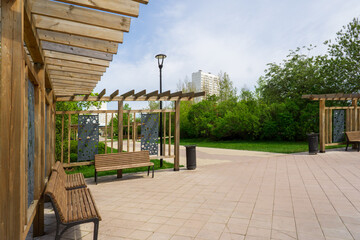 recreation area in the city park on a warm spring day