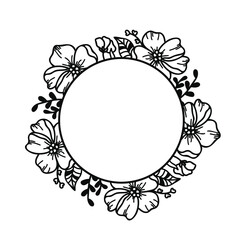 Obraz premium Circle floral frame, Flower border, vector illustration