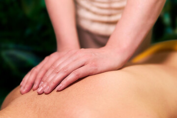 chiropractor woman hands during work close-up