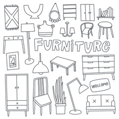 doodle furniture vector illustration, ideal for web, print