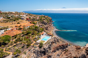 La Gomera. Aerial photo of the San Sebastian marina and town, La Gomera, Canary Islands.