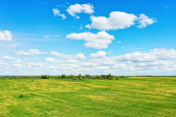 summer landscape field top view drone, abstract landscape view in flight