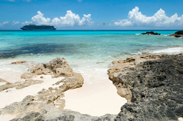 Half Moon Cay Coastline with A Cruise Ship
