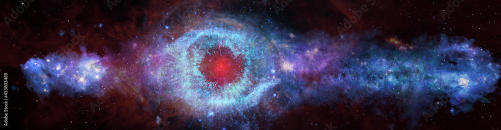 Wall mural panoramic space background, helix eye galactic. elements of this image furnished by nasa.