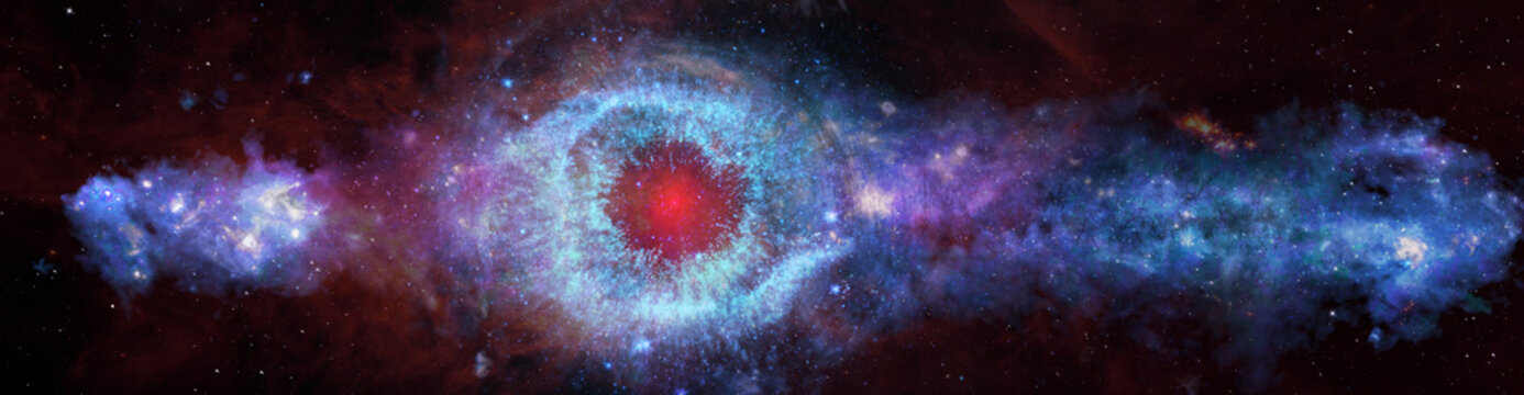 Panoramic space background, helix eye galactic. Elements of this image furnished by NASA.